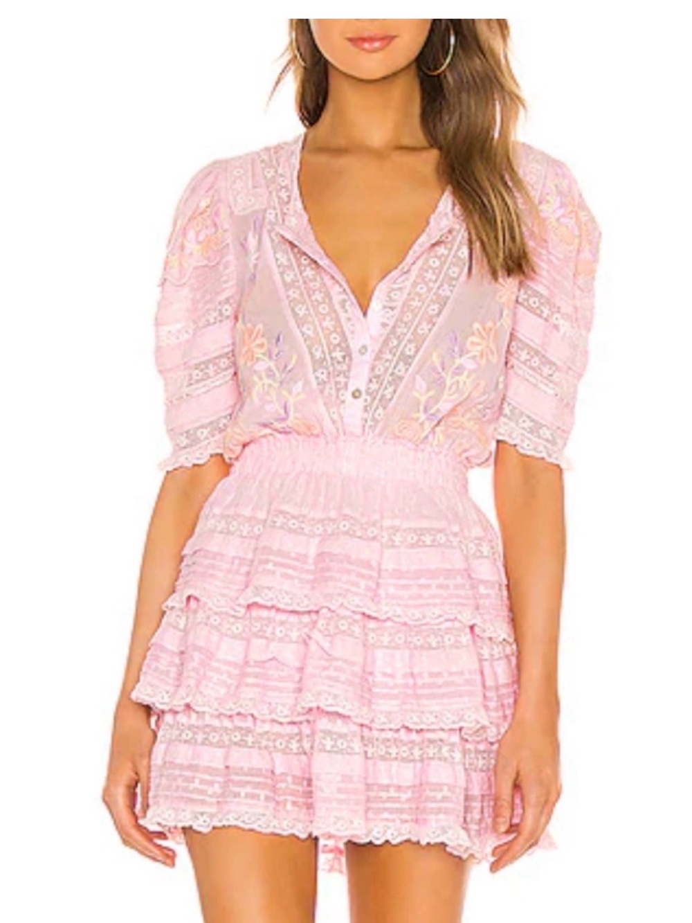 Loveshakefancy Pink Quincy  Lace  Mini Dress - Women